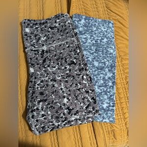Athleta Salutation Textured 7/8 Tights Bundle of 2 digital camo blue & gray M